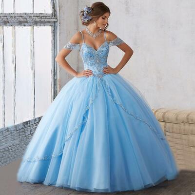 Off the shoulder tulle ball gowns quinceanera dresses