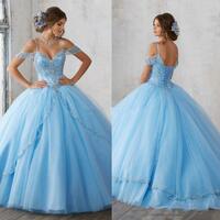 Off The Shoulder Tulle Ball Gowns Quinceanera Dresses - Thumbnail 3