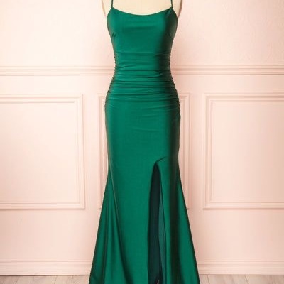Simple prom dresses green sheath - Thumbnail 2