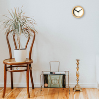 Small Handmade Round Wall Clock Made of Natural Plywood - Compact - Thumbnail 7