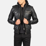 MarkX Nintenzo Black Hooded Leather Bomber Jacket MKX # 2058-1