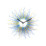 Medusa blue and gold  - Mid-century modern sunburst wall clock with organic look-1