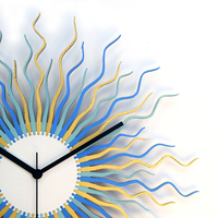Medusa blue and gold  - Mid-century modern sunburst wall clock with organic look - Thumbnail 5