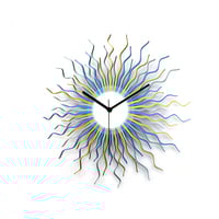 Medusa blue and gold  - Mid-century modern sunburst wall clock with organic look - Thumbnail 4
