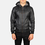 MarkX Bravado Black Hooded Leather Bomber Jacket MKX # 2059-1