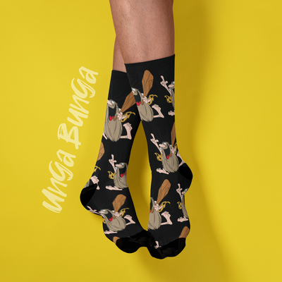 Captain caveman novelty socks