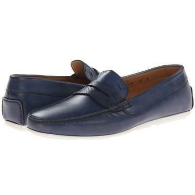 Blue color handmade stylish apron toe genuine vintage moccasin loafer slip ons