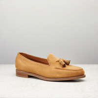 New Handmade Men's Nutmeg suede A light, Unlined Relaxed Summer Tassel Loafer Shoes - Thumbnail 1