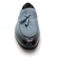 New Handmade Blue Tassel Loafer Special to Person Unique Luxury Men Shoes - Thumbnail 1