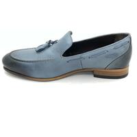 New Handmade Blue Tassel Loafer Special to Person Unique Luxury Men Shoes - Thumbnail 3