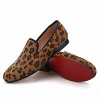 New Handmade Men's Custom Leopard Print Flat - Thumbnail 1