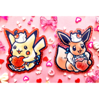 Valentine's Day Eevee Glitter Vinyl Sticker - Thumbnail 1