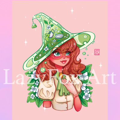 Green tea witch print