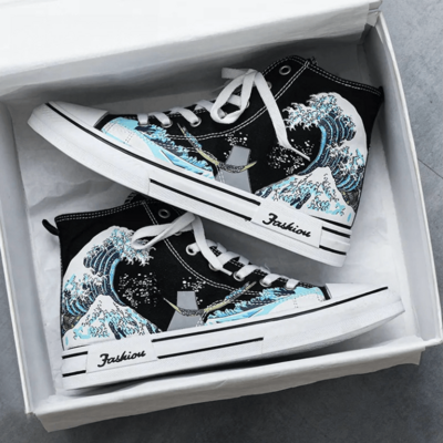 New wave high-top hand-painted shoes