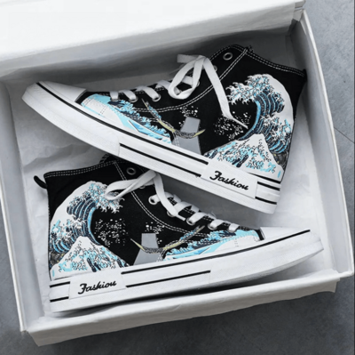 New wave high-top hand-painted shoes