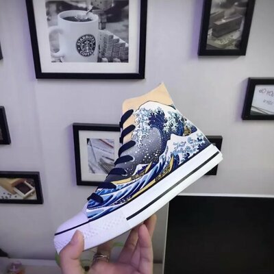 Wave hand-painted shoes