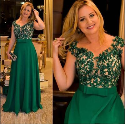 Dark Green Mother of the Bride Dresses Sheer Neck Sparkly Beaded Lace Mother of the Groom Dress