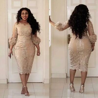 Elegant champagne mother of the bride dresses lace appliques mother of the groom dress