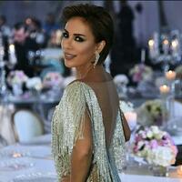  Illusion Mermaid Mother of the Bride Dresses V Neck Tassels Crystals Bling Bling Evening Gowns Plus Size Sequined Mother of The Groom Dress - Thumbnail 2