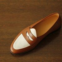 Handmade Men's Two Tone Penny Leather Fashion Loafer Shoes - Thumbnail 1
