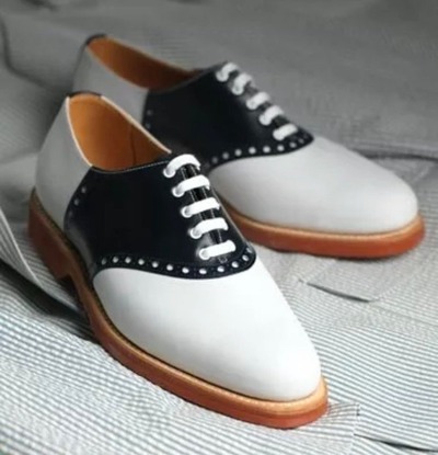 Men's Two Tone Leather Lace Up Dress Handmade Shoes