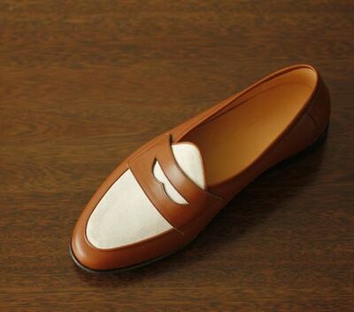 Handmade Men's Two Tone Penny Leather Fashion Loafer Shoes