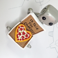 Pizza My Heart Robot Figurine Resin Desk Shelf Decor Gift - Thumbnail 2