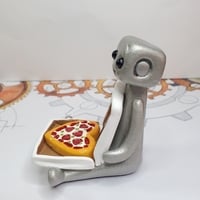 Pizza My Heart Robot Figurine Resin Desk Shelf Decor Gift - Thumbnail 3