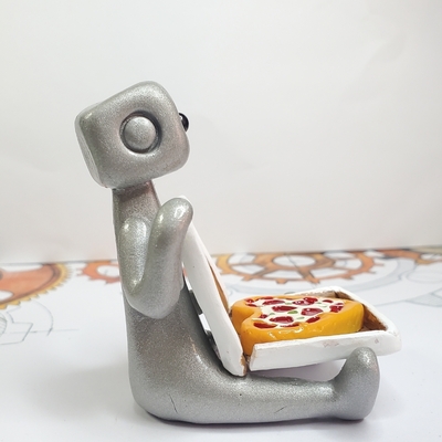 Pizza my heart robot figurine resin desk shelf decor gift