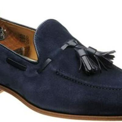 Handmade bluetussle suede fashion men's loafer shoes