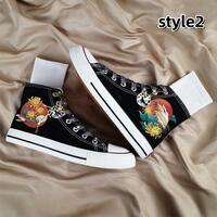 Crane Sunrise Flowers Hand Painted Shoes - Thumbnail 2