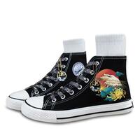 Crane Sunrise Flowers Hand Painted Shoes - Thumbnail 6