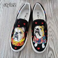 Pet hand drawn shoes graffiti casual cartoon low cut strapless canvas shoes - Thumbnail 2