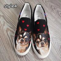 Pet hand drawn shoes graffiti casual cartoon low cut strapless canvas shoes - Thumbnail 3