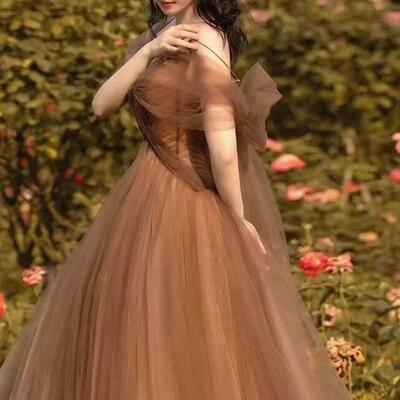 Spaghetti straps a line tulle prom dresses - Thumbnail 4