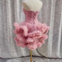 Cute Sweetheart Pink Short Prom Dress With Beading - Thumbnail 3