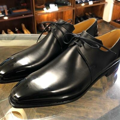 Handmade black edition glossy look chukka formal lace up shoes