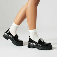 Black Spider Loafers With Big Chain - Thumbnail 1