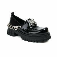 Black Spider Loafers With Big Chain - Thumbnail 4