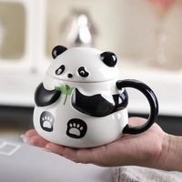 Cute Panda Ceramic Coffee Mug with Lid - Thumbnail 2