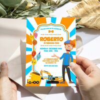 Blippi Birthday Invitation Instant Download, Blippi ANY AGE Invitation Canva Editable - Thumbnail 2