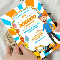 Blippi Birthday Invitation Instant Download, Blippi ANY AGE Invitation Canva Editable - Thumbnail 3
