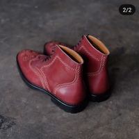 Handmade Men’s Ankle High Leather Boot Men’s Burgundy Wing Tip Brogue Lace Up Boot - Thumbnail 1