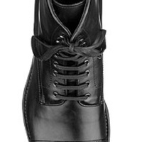 Handmade men black cap toe lace up military ankle leather boot, Mens combat boot - Thumbnail 1