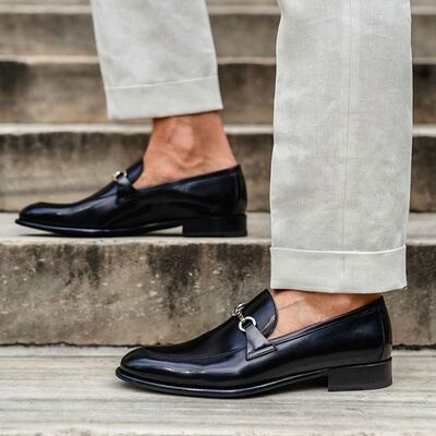 Handmade elegant loafers for men, high quality cowhide leather loafers for men, summer shoes - Thumbnail 2