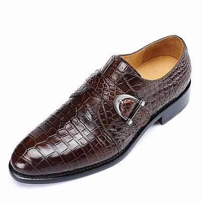 Handmade men alligator leather single monk strap dress shoes oxford formal business shoes
