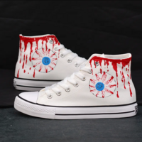 Violent eyeball graffiti hand-painted shoes - Thumbnail 2