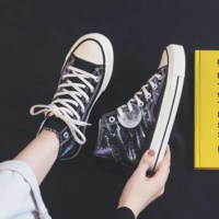 Universe galaxy moon hand painted shoes - Thumbnail 2