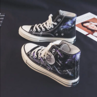 Universe galaxy moon hand painted shoes - Thumbnail 1
