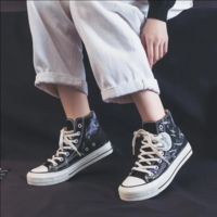 Universe galaxy moon hand painted shoes - Thumbnail 4